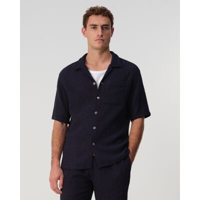 J.C. RAGS Heren Duncan Waffle Casual Overhemd Donkerblauw In Maat: XXXL J.C. RAGS Heren Duncan Waffle Casual Overhemd Donkerblauw In Maat: XXXL