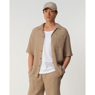 J.C. RAGS Heren Duncan Waffle Casual Overhemd Taupe In Maat: M J.C. RAGS Heren Duncan Waffle Casual Overhemd Taupe In Maat: M