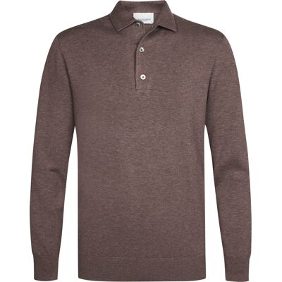 Profuomo Heren Polo Lange Mouw Paars In Maat: L Profuomo Heren Polo Lange Mouw Paars In Maat: L