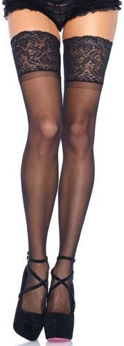 Leg Avenue Transparante stay ups met extra hoge luxe kanten top.