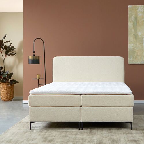 LUMZ Boxspring met opbergruimte creme teddy 160x200 cm