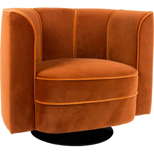 Draaifauteuil oranje fluweel Dutchbone Flower