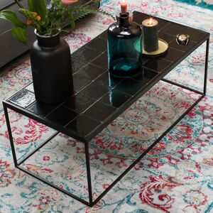 Salontafel met keramische tegels zwart 93x43cm Zuiver Glazed Salontafel met keramische tegels zwart 93x43cm Zuiver Glazed