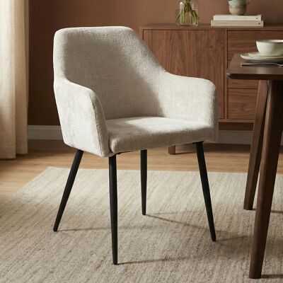 LUMZ Beige eetkamerstoel met armleuningen LUMZ Beige eetkamerstoel met armleuningen