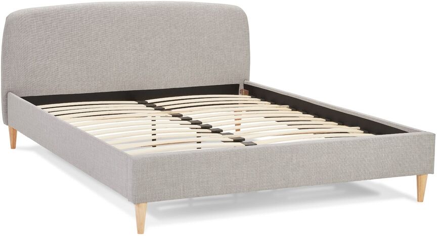 Alterego Bed 'DREAM' met lichtgrijze stoffen bekleding voor 2 personen - 160x200 cm