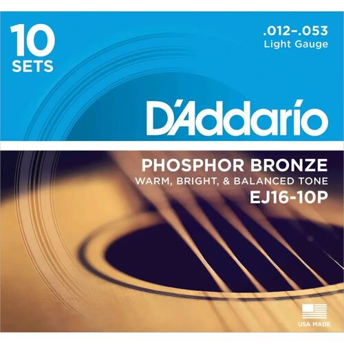 D'Addario EJ16-10P snarenset voor akoestische gitaar (10 sets)