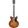 D'Angelico Premier Mini DC Dark Iced Tea Burst Stopbar semi-akoestische gitaar met gigbag