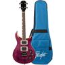 Flight Rock Series Vanguard Transparent Purple elektrische solidbody tenor ukelele met gigbag