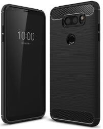 LG V30 / V30S Geborsteld TPU Hoesje Zwart