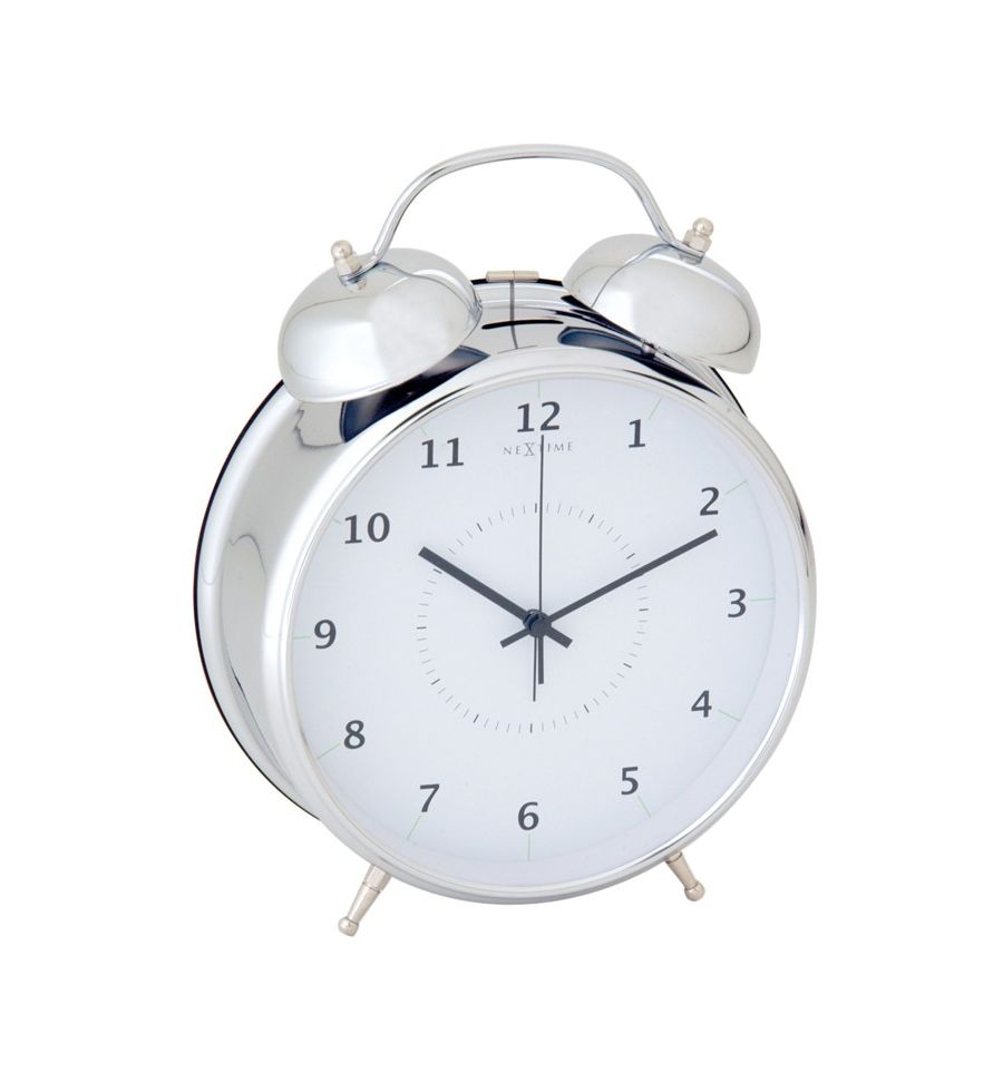 Nextime wekker Wake up large - Zilver - Wit