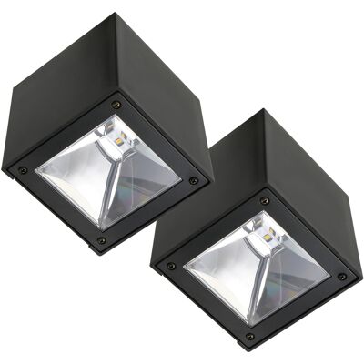 KS Verlichting Set 2 stuks LED Solar Cube wandlamp zwart vierkant KS Verlichting Set 2 stuks LED Solar Cube wandlamp zwart vierkant