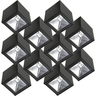 KS Verlichting Set 10 stuks LED Solar Cube wandlamp zwart vierkant KS Verlichting Set 10 stuks LED Solar Cube wandlamp zwart vierkant