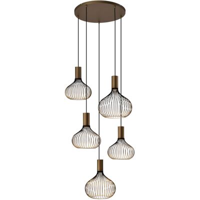 KS Verlichting Isabel 5-lichts Hanglamp Zwart Goud KS Verlichting Isabel 5-lichts Hanglamp Zwart Goud