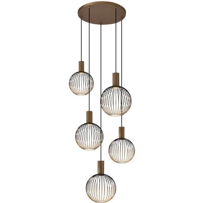 KS Verlichting Ascha 5-lichts Hanglamp Zwart Goud KS Verlichting Ascha 5-lichts Hanglamp Zwart Goud