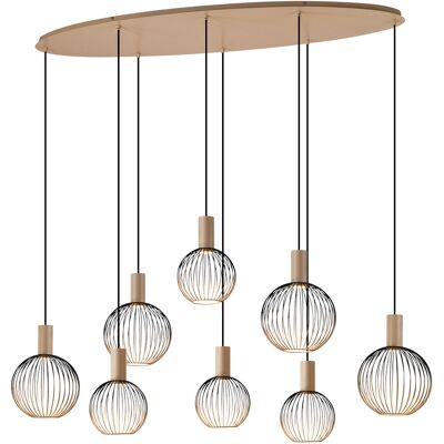 KS Verlichting Ascha 8-lichts Hanglamp Zwart Beige KS Verlichting Ascha 8-lichts Hanglamp Zwart Beige
