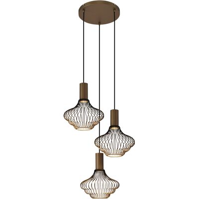 KS Verlichting Asli 3-lichts Hanglamp Zwart Goud KS Verlichting Asli 3-lichts Hanglamp Zwart Goud