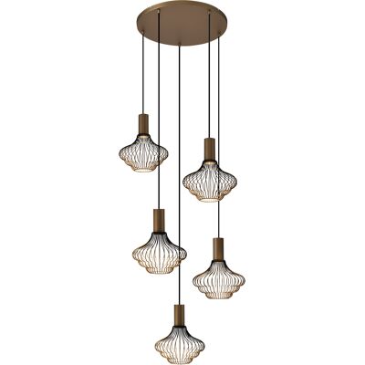 KS Verlichting Asli 5-lichts Hanglamp Zwart Goud KS Verlichting Asli 5-lichts Hanglamp Zwart Goud