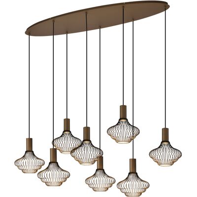 KS Verlichting Asli 8-lichts Hanglamp Zwart Goud KS Verlichting Asli 8-lichts Hanglamp Zwart Goud