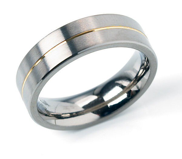 Boccia 0101-21 Ring titanium zilver- en goudkleurig 6 mm Maat 52
