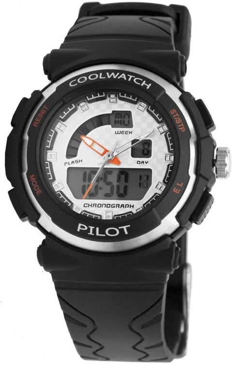 Coolwatch by Prisma CW.270 Kinderhorloge Pilot Digitaal/Analoog kunststof/siliconen zwart 36 mm