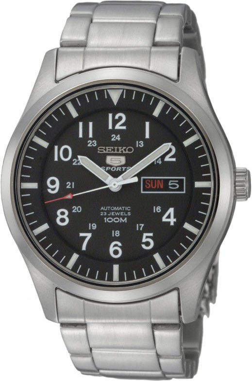 Seiko SNZG13K1 Horloge automaat staal zilverkleurig-zwart 45 mm