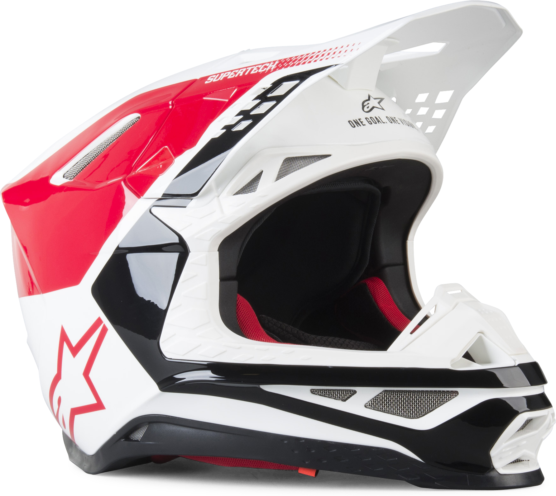 Alpinestars MX-Helm Alpinestars Supertech M8 Triple ECE Rood-Wit-Zwart Glossy  - Zwart