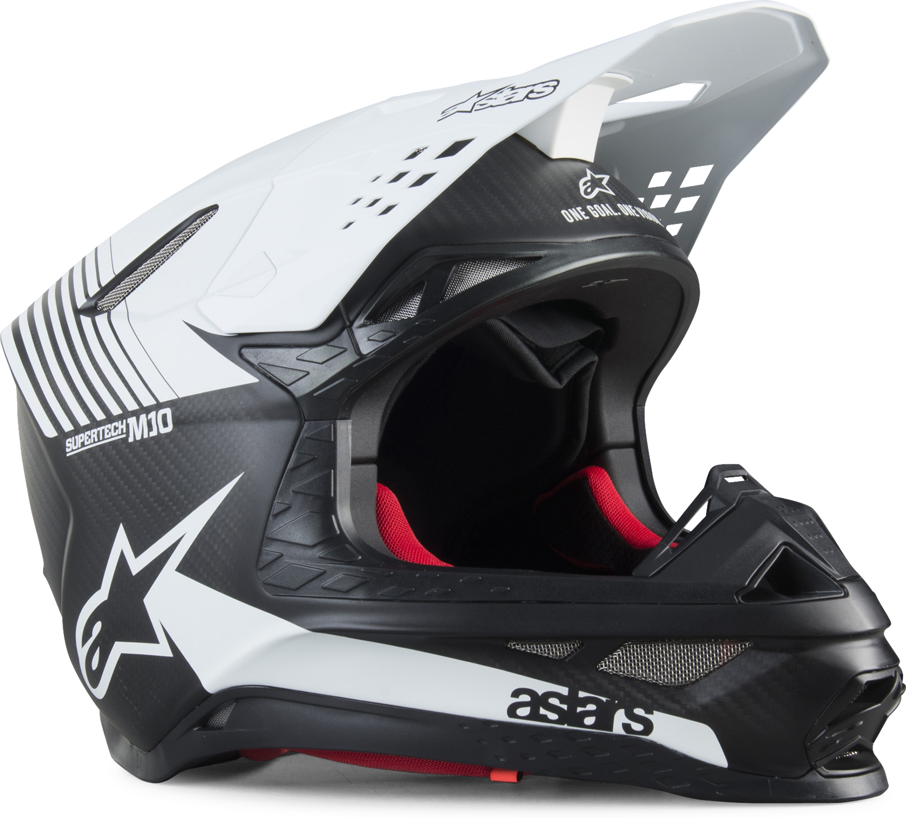 Alpinestars Crosshelm Alpinestars Supertech M10 Dyno ECE Mat Zwart-Carbon-Wit  - Zwart