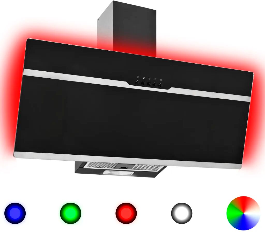 vidaXL Afzuigkap RGB-LED 90 cm roestvrij staal en gehard glas