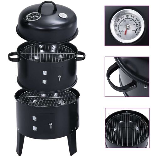 vidaXL Houtskoolroker barbecue-grill 3-in-1 40x80 cm