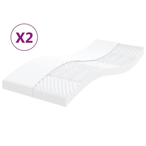 vidaXL Schuimmatrassen 2 st 7 zones hardheid 20 ILD 80x200 cm wit