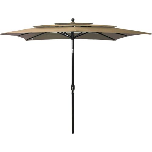 vidaXL Parasol 3-laags met aluminium paal 2,5x2,5 m taupe