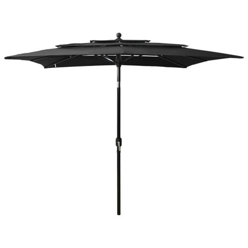 vidaXL Parasol 3-laags met aluminium paal 2,5x2,5 m zwart