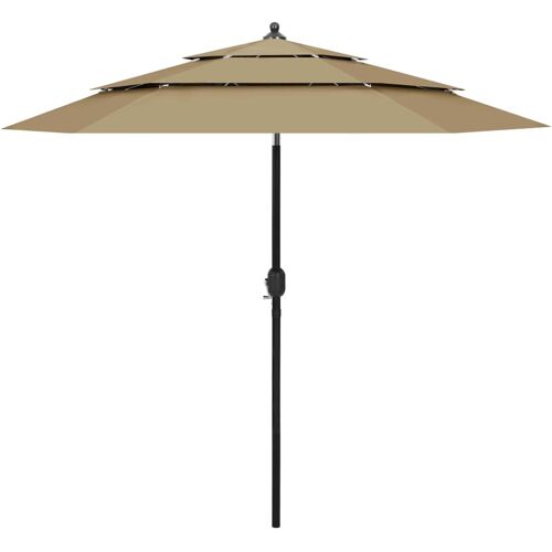 vidaXL Parasol 3-laags met aluminium paal 2,5 m taupe