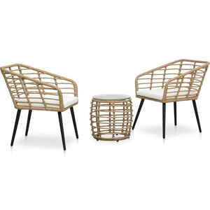 vidaXL 3-delige Bistroset poly rattan eikenkleurig