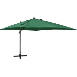 vidaXL Zweefparasol met paal en LED-verlichting 300 cm groen