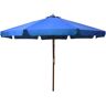 vidaXL Parasol met houten paal 330 cm azuurblauw