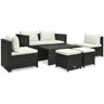 vidaXL 6-delige Loungeset met kussens poly rattan bruin