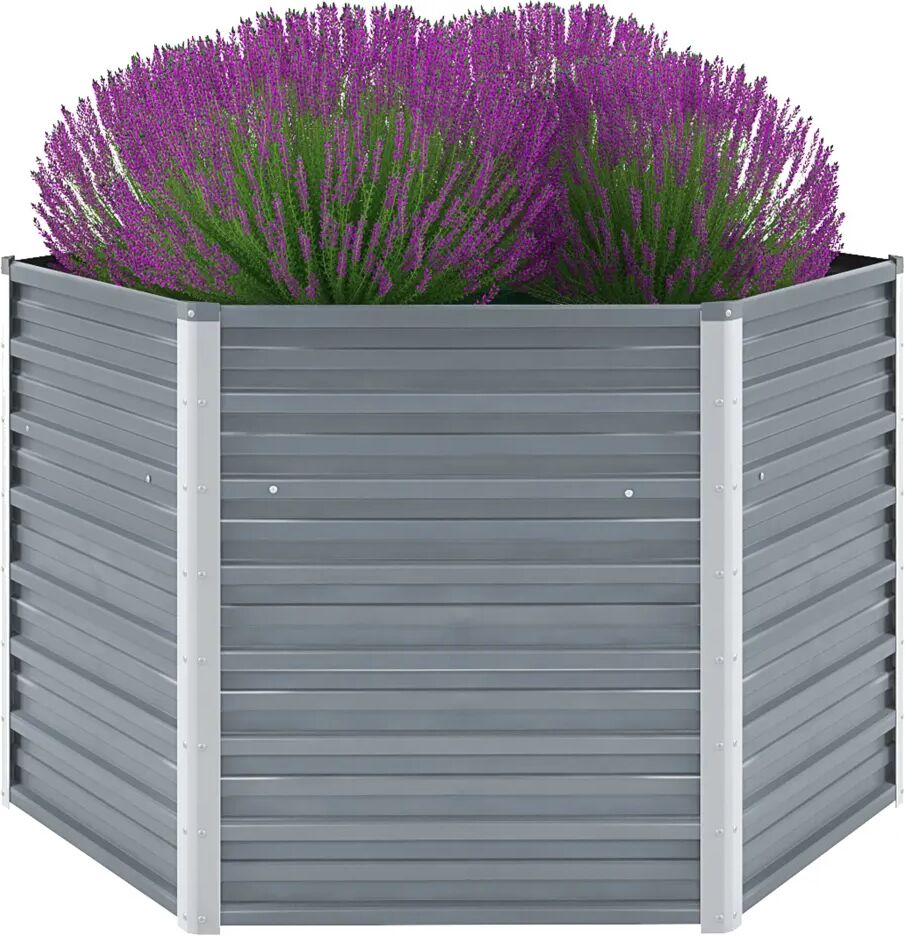 vidaXL Plantenbak verhoogd 129x129x77 cm gegalvaniseerd staal grijs