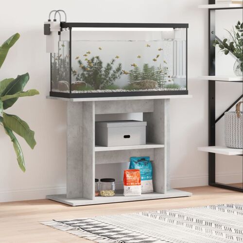 vidaXL Aquariumstandaard 80x35x60 cm bewerkt hout betongrijs