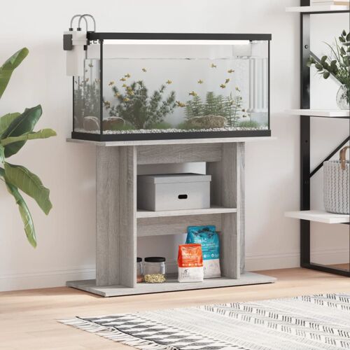 vidaXL Aquariumstandaard 80x35x60 cm bewerkt hout grijs sonoma