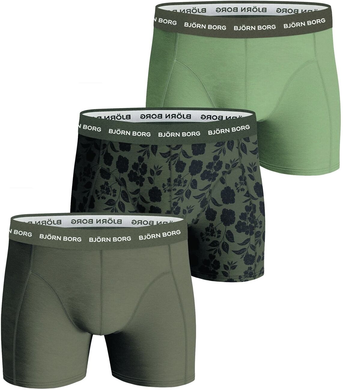 Björn Borg Multi Essantial Shorts 3-pack Green S