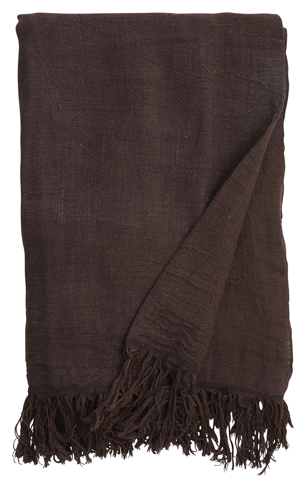 Nordal ALULA Sengeteppe m/frynser - Brun Linen, 270x270   Unoliving