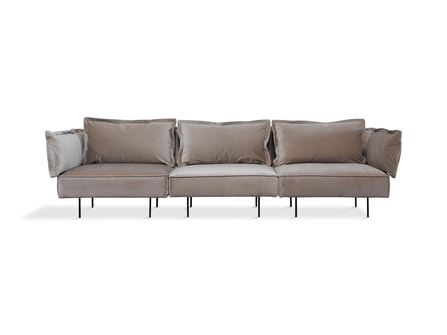 HANDVÄRK - Modular 3-pers. Sofa - Sandfarvet velour   Unoliving