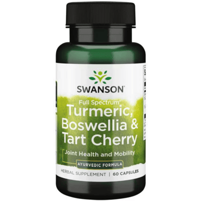 Swanson Gurkemeie, Boswellia & Kirsebær - 60 kapsler - Leddfunksjon Swanson Gurkemeie, Boswellia & Kirsebær - 60 kapsler - Leddfunksjon