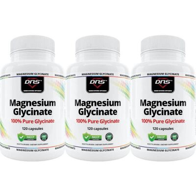 DNS 3-Pack 100% Magnesium Glycinate - 3 X 120 Kapsler DNS 3-Pack 100% Magnesium Glycinate - 3 X 120 Kapsler