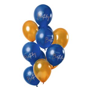 Folat BV Lateksballonger Happy Birthday True Blue - 12-pakning