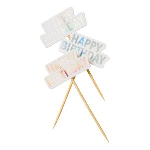 Design House Kakedekorasjon Happy Birthday Skimrende - 10-pakning