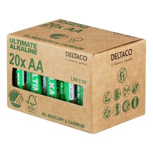 Deltaco Ultimate Alkaline Batterier - 20-pakning AA