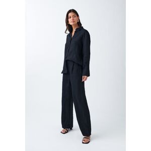 Gina Tricot - Linen trousers - linbukser - Black - XXL - Female  Female Black
