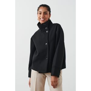 Gina Tricot - Short felt jacket - trenchcoats - Black - XL - Female  Female Black
